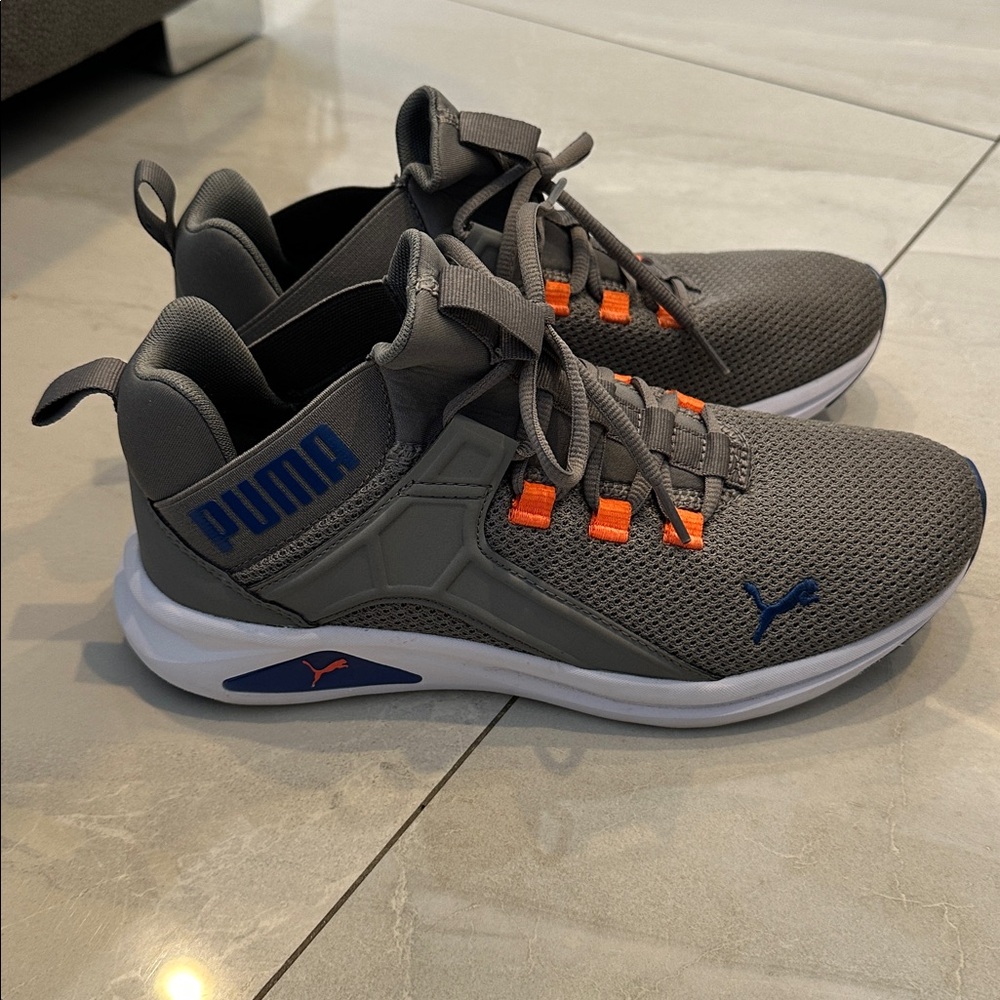 Gray and Orange Puma Athletic Sneakers